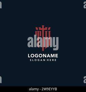 DIE ersten Monogramm-Logos mit Design-Ideen für Schwert- und Schildform Stock Vektor