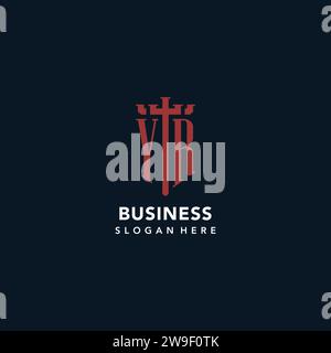 Erste Monogramm-Logos mit Design-Ideen für Schwert- und Schildform Stock Vektor