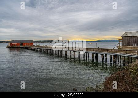 Coupeville Wharf auf Whidbey Island, WA Stockfoto