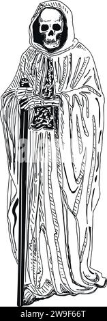 Illustration des Todes als wandernder Einsiedler Stock Vektor