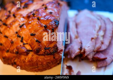 Honigschinken Braten Stockfoto