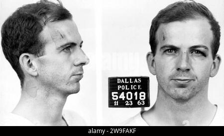 Lee Harvey Oswald, Fahndungsfoto von Lee Harvey Oswald, Lee Harvey Oswald (1939–1963) Veteran der US-Marine, der am 22. November 1963 John F. Kennedy, den 35. Präsidenten der Vereinigten Staaten, ermordet hat. Stockfoto