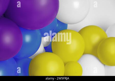 Ballons in verschiedenen Farben als Hintergrund, Nahaufnahme Stockfoto