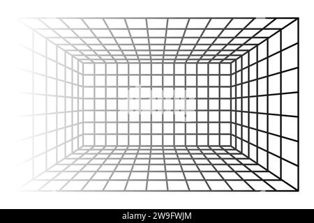 Illustration des Hintergrundvektors des perspektivischen Rasterraums. Stock Vektor