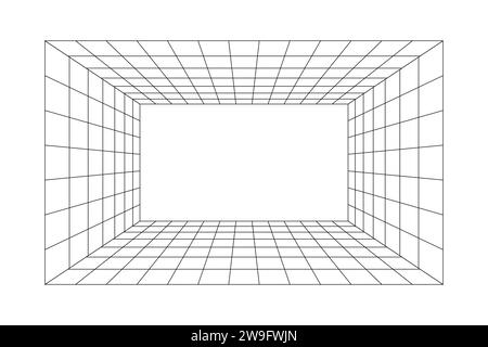 Illustration des Hintergrundvektors des perspektivischen Rasterraums. Stock Vektor