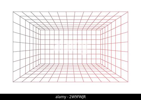 Illustration des Hintergrundvektors des perspektivischen Rasterraums. Stock Vektor