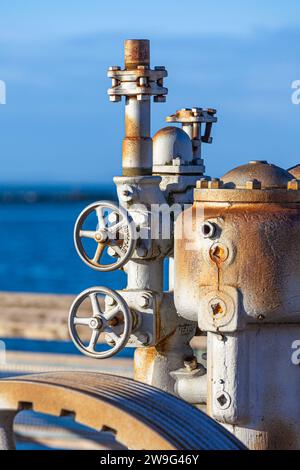 Alte Industrieanlagen, die als öffentliche Kunst in Steveston, british Columbia, Kanada, verwendet werden Stockfoto