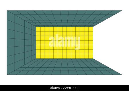 Illustration des Hintergrundvektors des perspektivischen Rasterraums. Stock Vektor