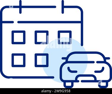 App für Autovermietung. Kalender und Fahrzeug. Pixelperfekter, bearbeitbarer Kontur Stock Vektor