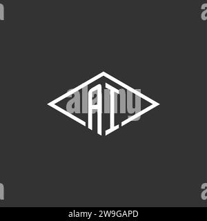 Initialen AI-Logo-Monogramm mit einfacher Diamantlinie-Design-Vektorgrafik Stock Vektor