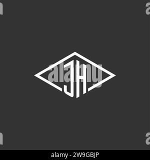 Initialen JH-Logo-Monogramm mit einfacher Diamantlinie Design-Vektor-Grafik Stock Vektor