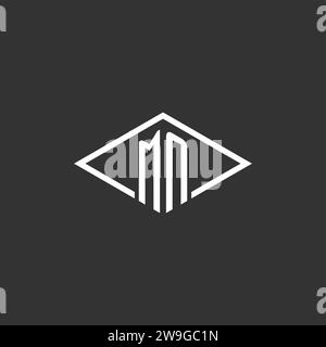 Initialen MN-Logo-Monogramm mit einfacher Diamantlinie Design-Vektorgrafik Stock Vektor