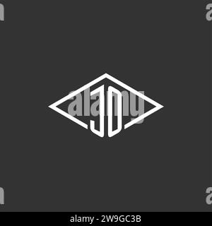 Initialen JO-Logo-Monogramm mit einfacher Diamantlinie Design Vektorgrafik Stock Vektor