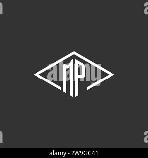 Initialen MP-Logo-Monogramm mit einfacher Diamantlinie Design-Vektorgrafik Stock Vektor