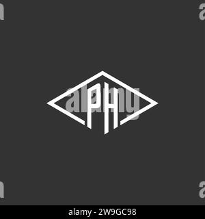 Initialen PH-Logo-Monogramm mit einfacher Diamantlinie Design-Vektor-Grafik Stock Vektor