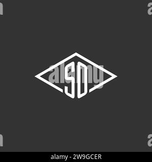 Initialen SO Logo Monogramm mit einfacher Diamantlinie Design Vektor Grafik Stock Vektor
