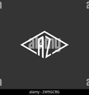 Initialen RZ Logo Monogramm mit einfacher Diamantlinie Design Vektorgrafik Stock Vektor