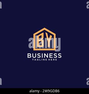 Initial BY Logo mit abstrakter Wohnform, moderne minimalistische Realty Logo Design Ideen Vektorgrafik Stock Vektor