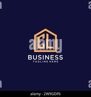 Anfängliches CL Logo mit abstrakter Wohnform, modernes minimalistisches Realty Logo Design Ideen Vektorgrafik Stock Vektor