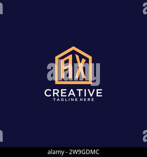 Anfängliches AX-Logo mit abstrakter Wohnform, modernes minimalistisches Realty Logo Design Ideen Vektorgrafik Stock Vektor