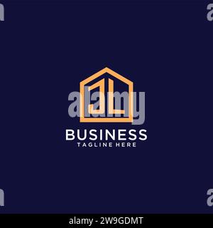 Ursprüngliches JL-Logo mit abstrakter Wohnform, moderner minimalistischer Realty-Logo-Design-Ideen-Vektorgrafik Stock Vektor