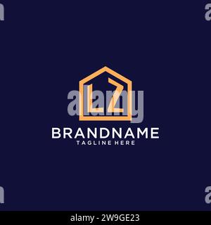 Anfängliches LZ-Logo mit abstrakter Wohnform, modernes minimalistisches Realty Logo Design Ideen Vektorgrafik Stock Vektor