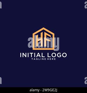 Anfängliches HF-Logo mit abstrakter Wohnform, modernes minimalistisches Realty Logo Design Ideen Vektorgrafik Stock Vektor