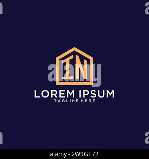 Initial IN Logo mit abstrakter Wohnform, moderne minimalistische Realty Logo Design Ideen Vektorgrafik Stock Vektor