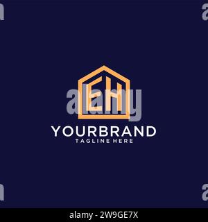 Anfängliches EH-Logo mit abstrakter Wohnform, modernes minimalistisches Realty Logo Design Ideen Vektorgrafik Stock Vektor