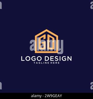 Initial GO Logo mit abstrakter Wohnform, moderne minimalistische Realty Logo Design Ideen Vektorgrafik Stock Vektor