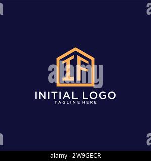 Initial IF Logo mit abstrakter Wohnform, moderne minimalistische Realty Logo Design Ideen Vektorgrafik Stock Vektor