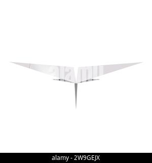 3D-Illustration, realistische weiße Papierebene auf transparentem Hintergrund Stockfoto