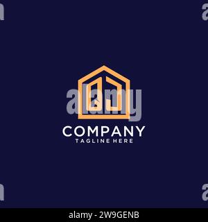 Erstes QJ-Logo mit abstrakter Wohnform, modernes minimalistisches Realty-Logo-Design-Ideen-Vektorgrafik Stock Vektor
