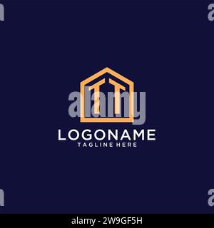 Ursprüngliches TT-Logo mit abstrakter Wohnform, modernes minimalistisches Realty Logo Design Ideen Vektorgrafik Stock Vektor