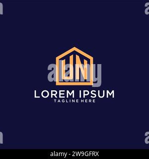 Ursprüngliches UN-Logo mit abstrakter Wohnform, modernes minimalistisches Realty Logo Design Ideen Vektorgrafik Stock Vektor