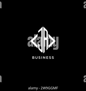 JR Initial Monogramm mit rautenförmigen Logodesigns Stock Vektor