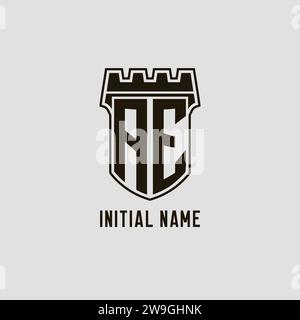 Monogramm AE mit Schild Festung Logo Design Vektorgrafik Stock Vektor