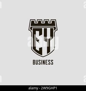 Monogramm EY mit Schildfestungslogodesign Vektorgrafik Stock Vektor