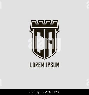 Monogramm CA mit Schild Festung Logo Design Vektorgrafik Stock Vektor