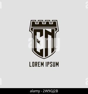 Monogramm EN mit Schild Festung Logo Design Vektorgrafik Stock Vektor