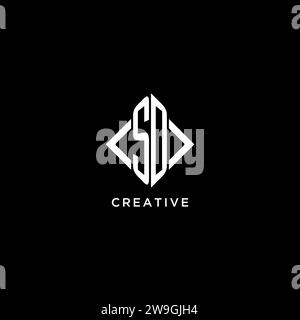 SD-Initialmonogramm mit rautenförmigen Logodesigns Stock Vektor