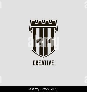 Monogramm KK mit Schild Festung Logo Design Vektorgrafik Stock Vektor