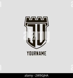 Monogramm JV mit Schild Festung Logo Design Vektorgrafik Stock Vektor