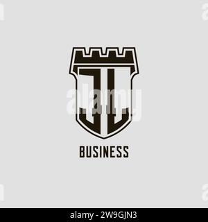 Monogramm JL mit Schild Festung Logo Design Vektorgrafik Stock Vektor