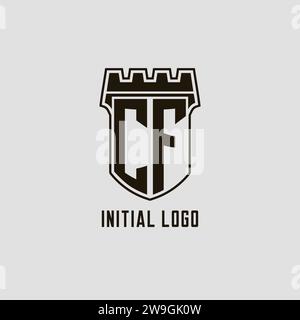 Monogramm CF mit Schild Festung Logo Design Vektorgrafik Stock Vektor