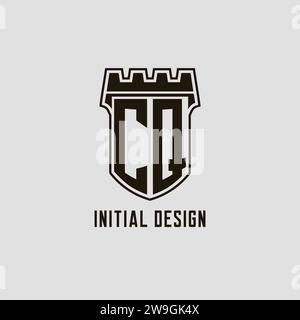 Monogramm CQ mit Schild Festung Logo Design Vektorgrafik Stock Vektor