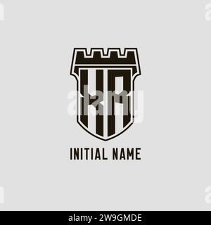 Monogramm XR mit Schild Festung Logo Design Vektorgrafik Stock Vektor