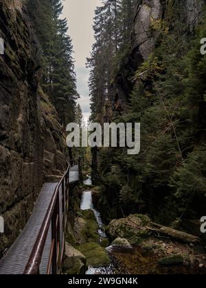 Zackelfall in Polen Krkonose Stockfoto