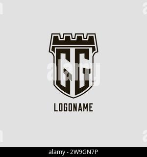 Monogramm GG mit Schild Festung Logo Design Vektorgrafik Stock Vektor