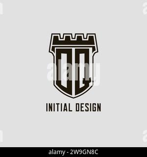 Monogramm OQ mit Schild Festung Logo Design Vektorgrafik Stock Vektor